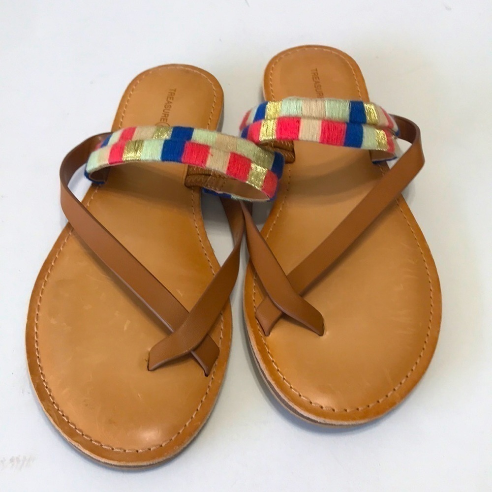 Treasure and bond leather embroidered strap sandals multicolored size 6.5 NWOT